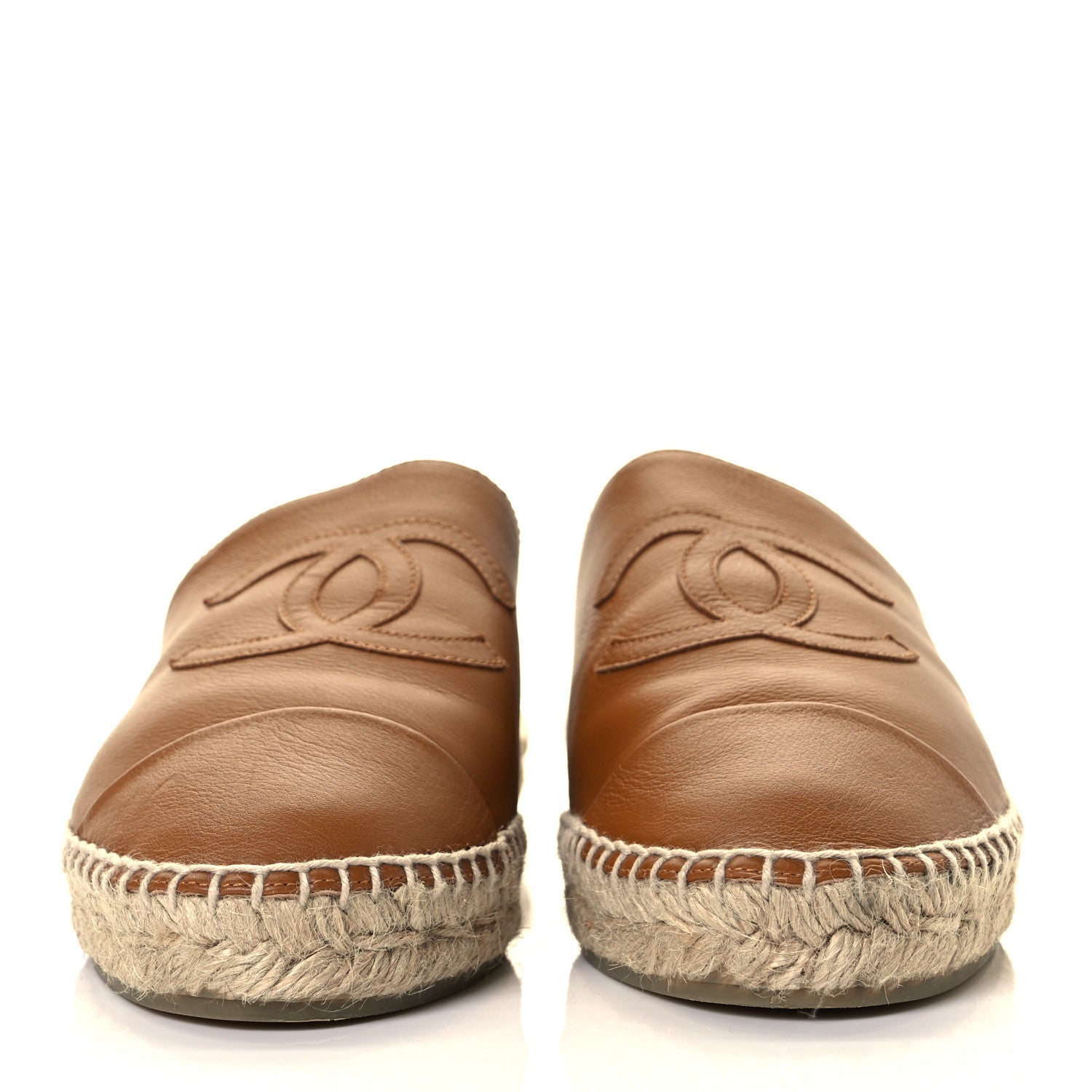 Chanel Calfskin CC Espadrille Mules 40 Light Brown 4 of 24