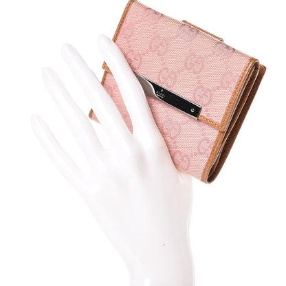 Gucci Monogram Metal Bar French Flap Wallet Pink 2 of 8