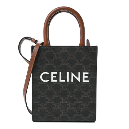 Celine Triomphe Canvas Calfskin Mini Vertical Cabas Tan 1 of 10