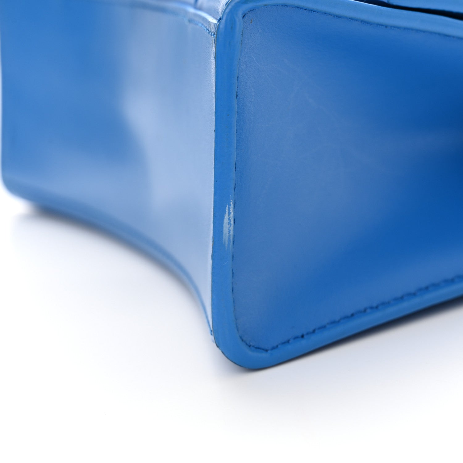 Balenciaga Shiny Box Calfskin Tonal B Hourglass Top Handle Bag XS Screen Blue 14 of 14