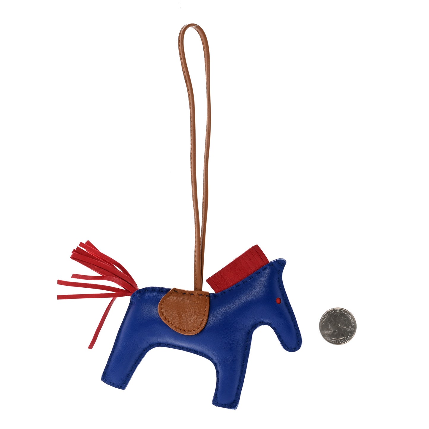 Milo Lambskin Grigri Rodeo Horse Bag Charm MM Bleu De Malte Rubis Fauve