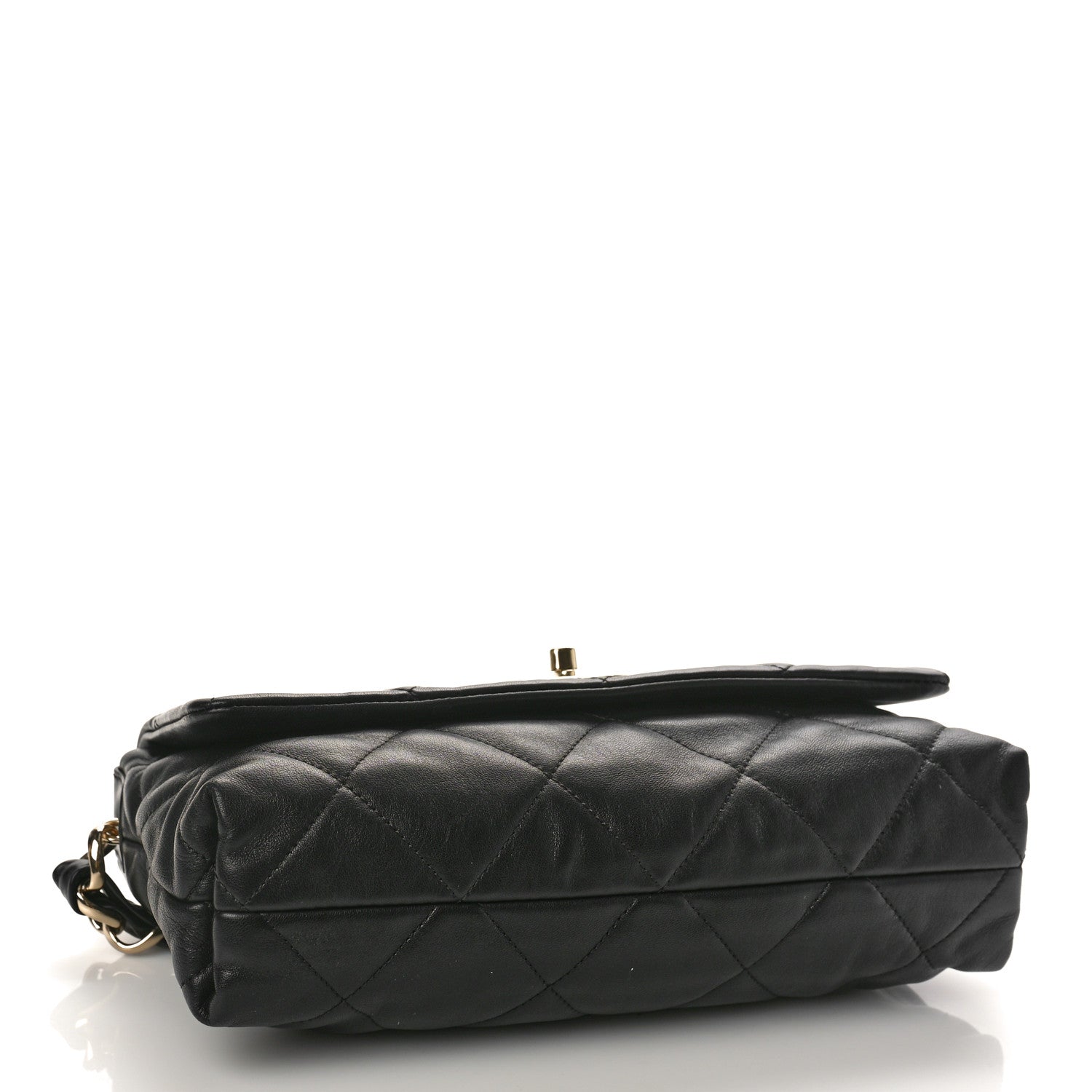 Chanel Lambskin Quilted Logo Strap Flap Black 5 of 10