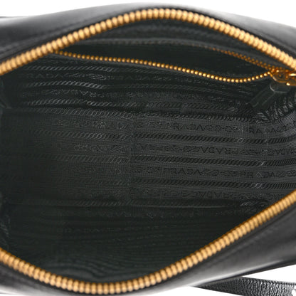 Prada Glace Calfskin Embossed Logo Crossbody Black 5 of 9