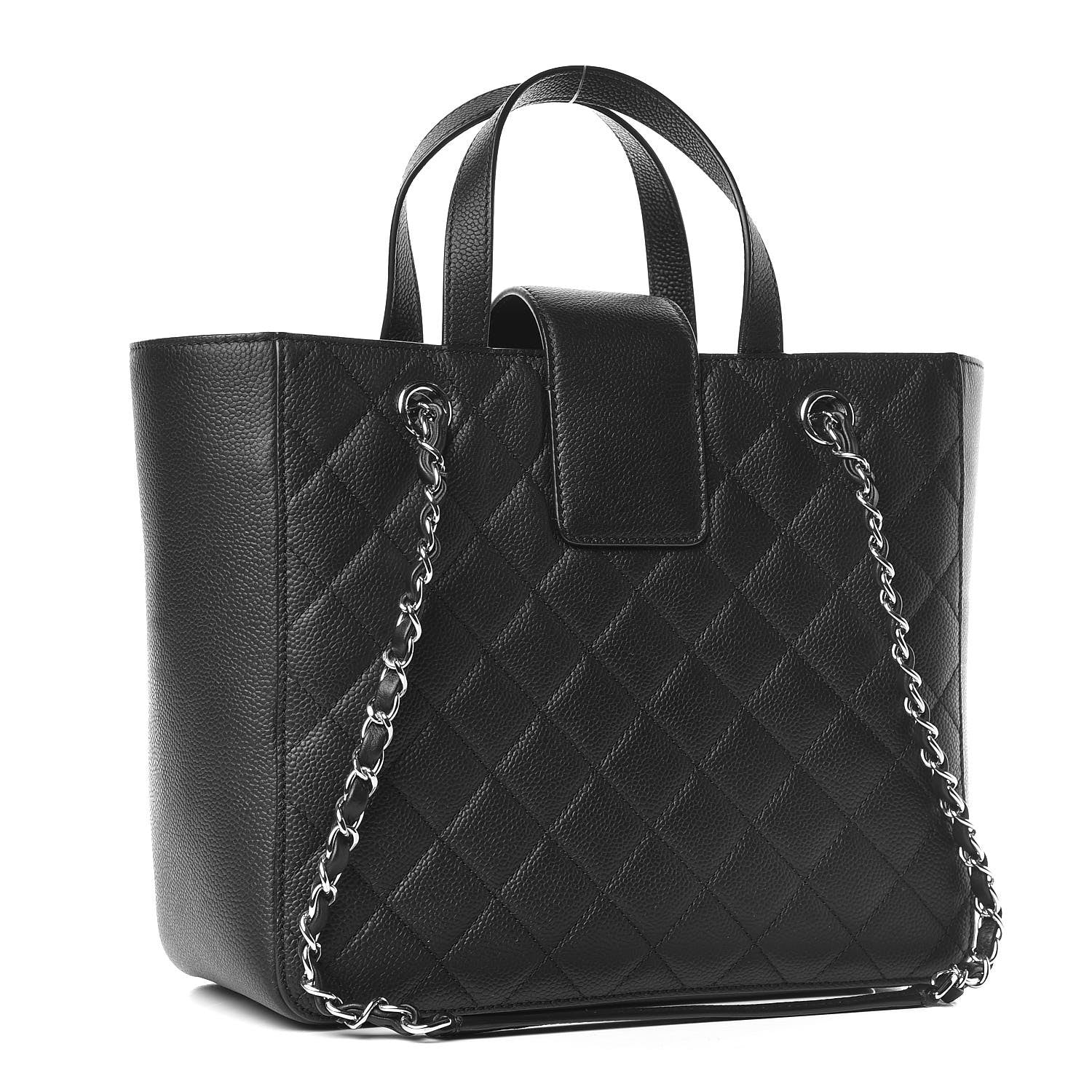 Chanel Caviar Quilted Small CC Box Shopping Tote Black 3 of 12