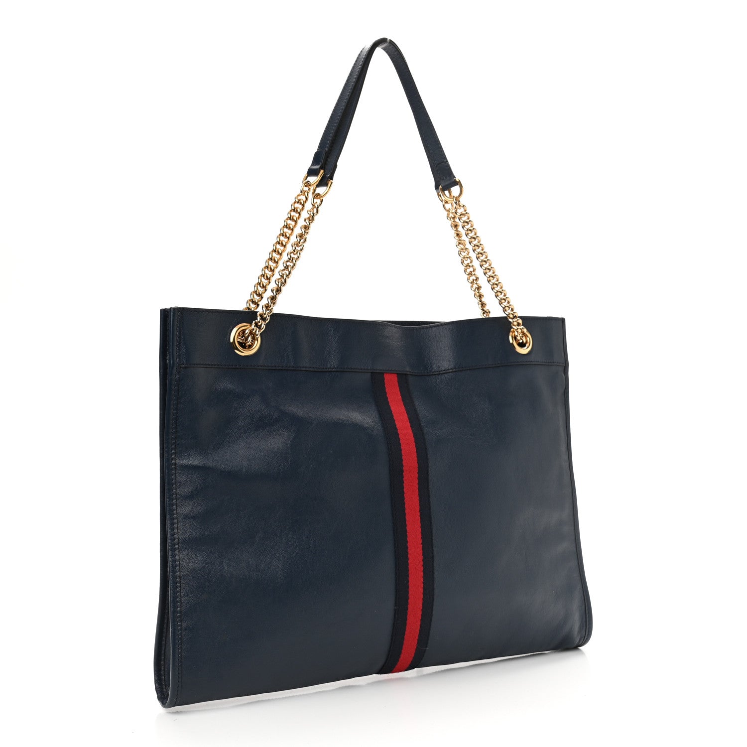 Gucci Calfskin Web Large Rajah Chain Tote Blue 4 of 14