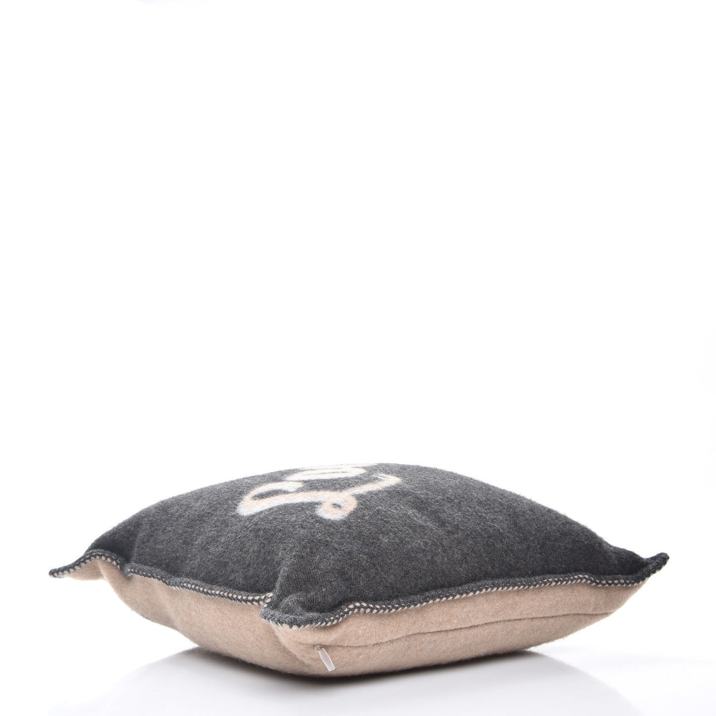 Wool Cashmere Handwriting Cushion Pillow Beige Gray