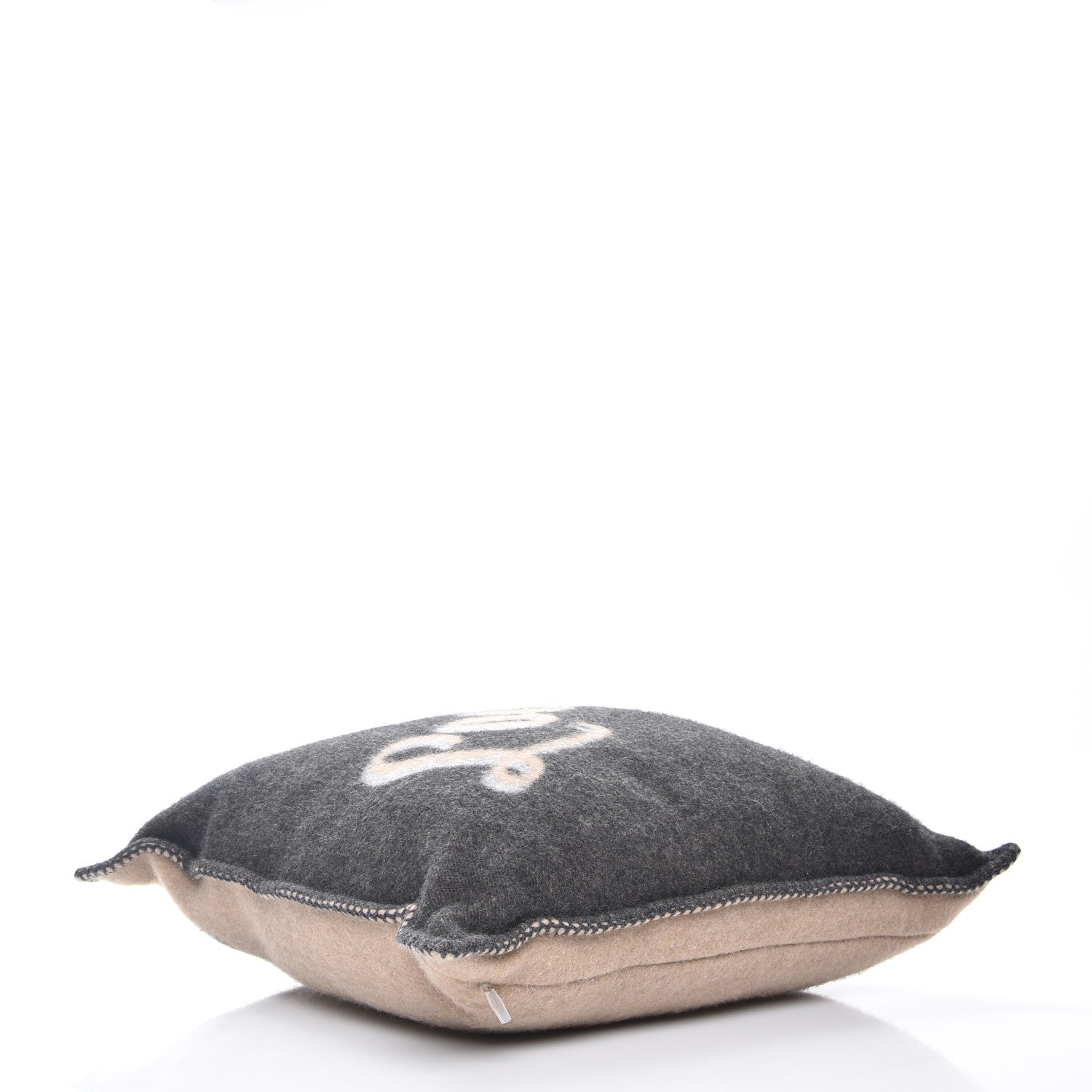 Louis Vuitton Wool Cashmere Handwriting Cushion Pillow Beige Gray 4 of 5