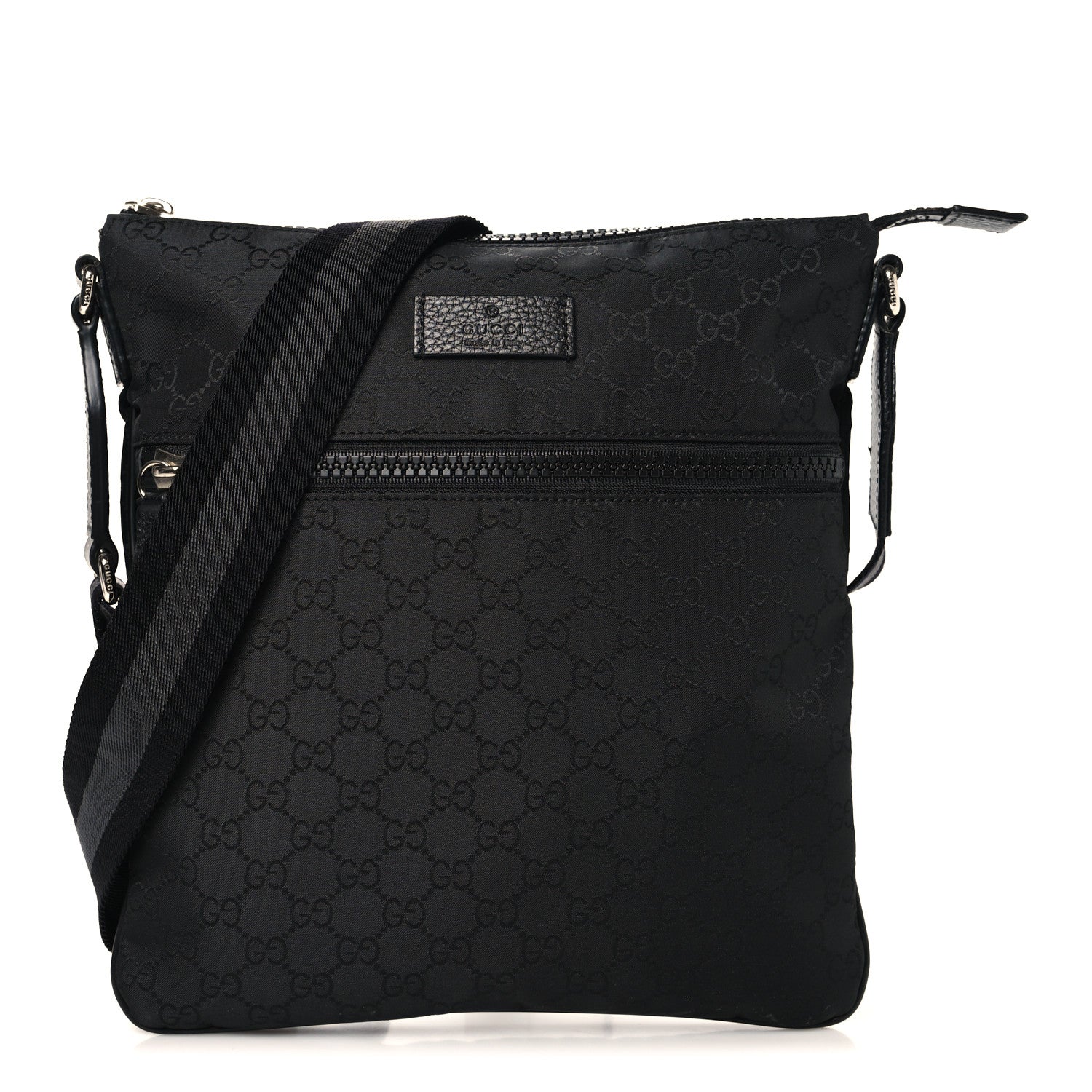 Gucci Nylon Monogram Small Flat Messenger Bag Black 1 of 11