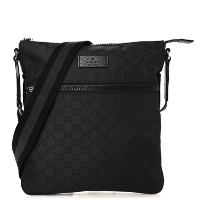 Gucci Nylon Monogram Small Flat Messenger Bag Black 1 of 11