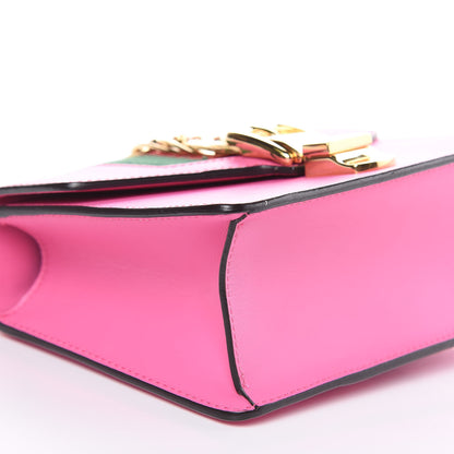Gucci Vitello Fontanella Web Mini Sylvie Chain Shoulder Bag Pink Tropical Flower 8 of 12