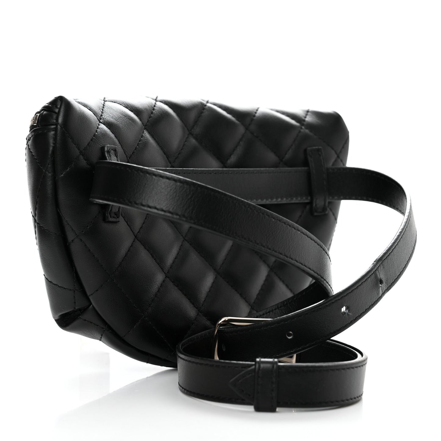 Calfskin Quilted Waist Belt Bag Black