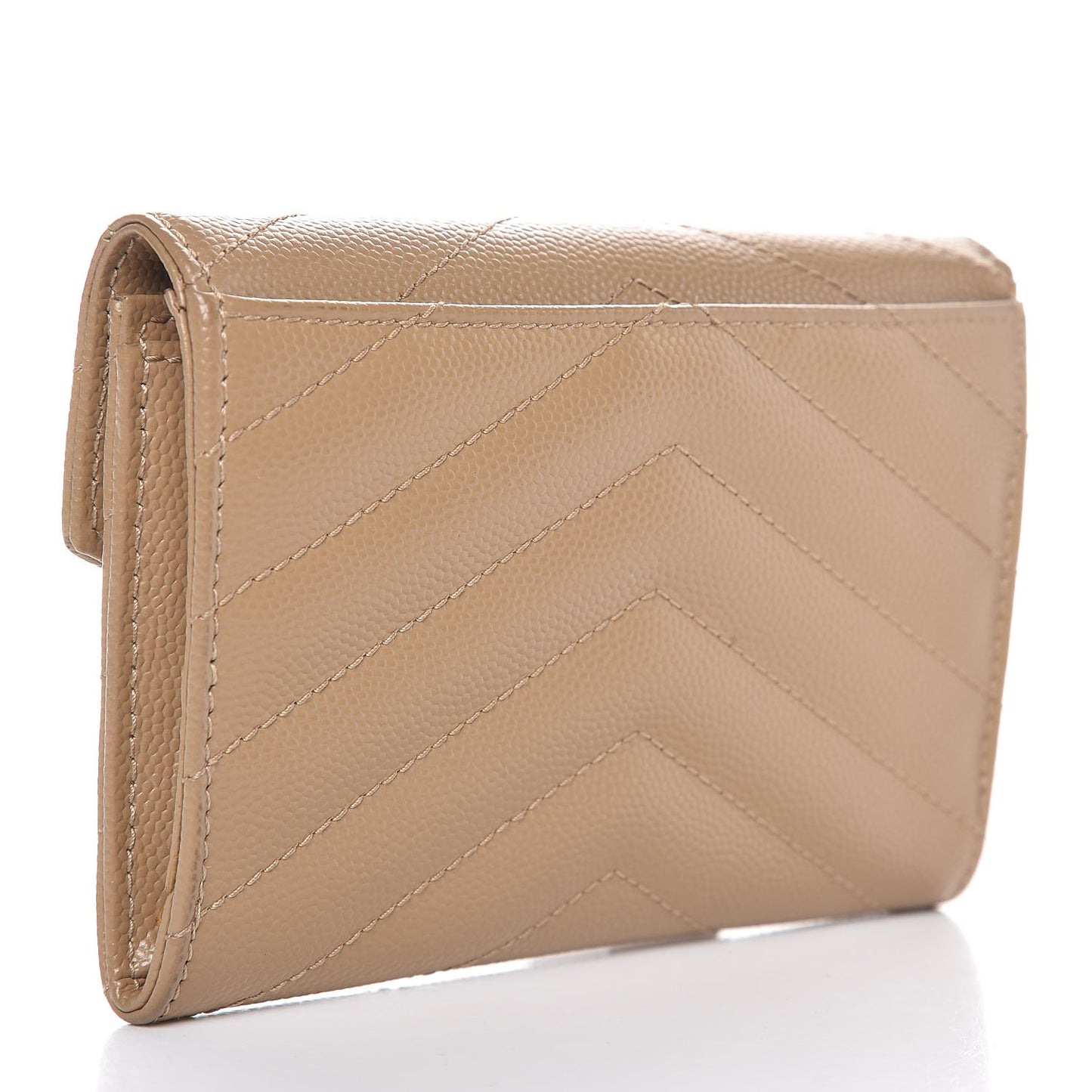 Grain De Poudre Matelasse Chevron Small Monogram Envelope Wallet Dark Beige