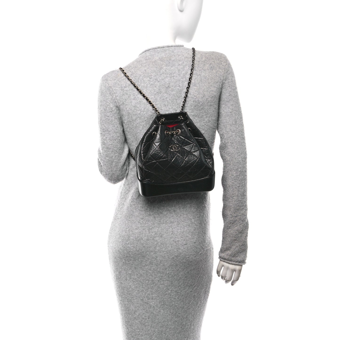 Aged Calfskin Quilted Small Gabrielle Backpack Black