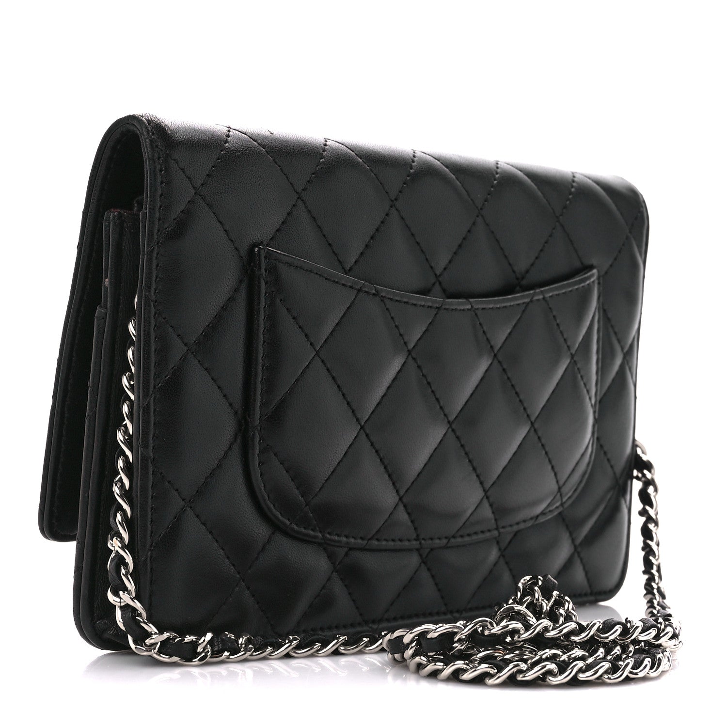 Chanel Lambskin Quilted Wallet On Chain WOC Black 3 of 11