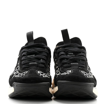 Chanel Suede Calfskin Embroidered CC Sneakers 37 Black 2 of 9