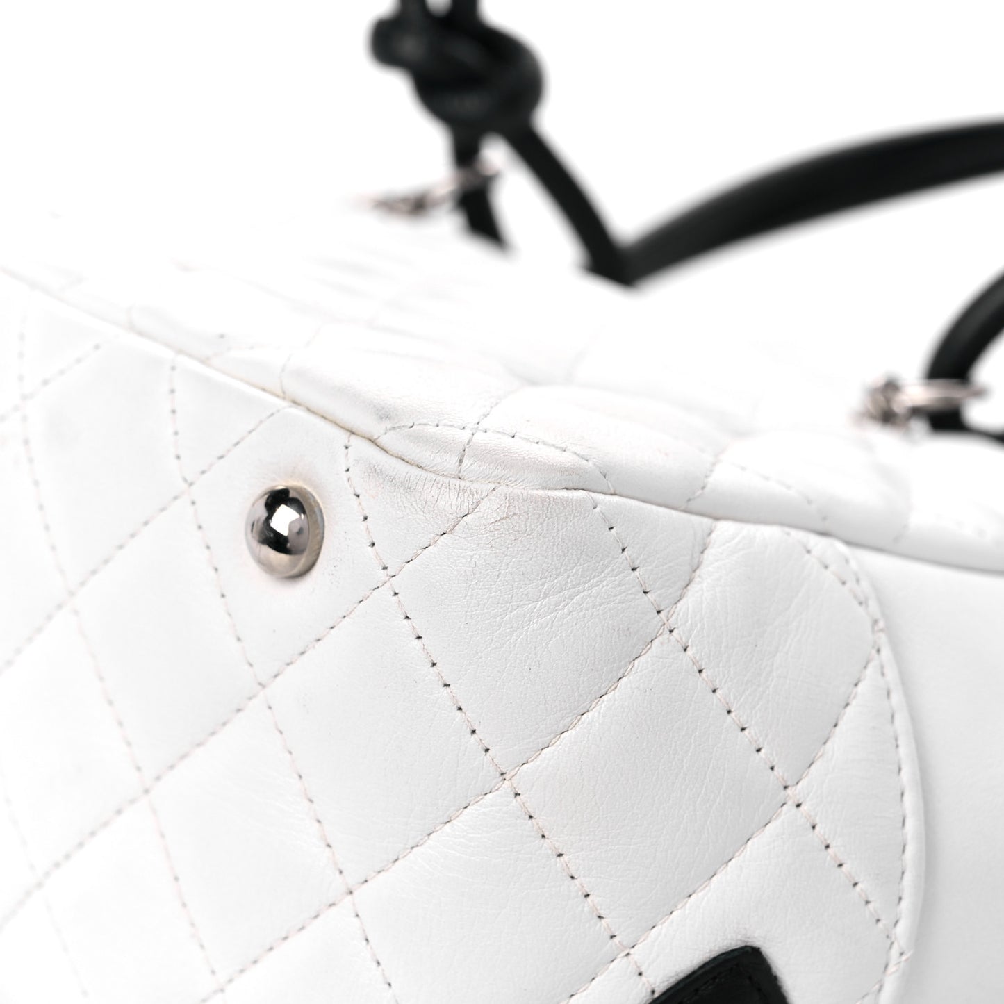 Calfskin Quilted Large Cambon Bowler White Black