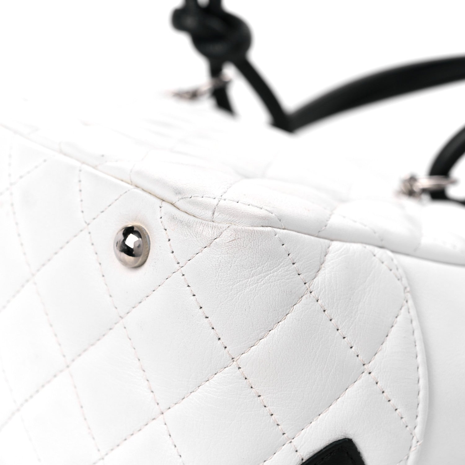 Chanel Calfskin Quilted Large Cambon Bowler White Black 10 of 18
