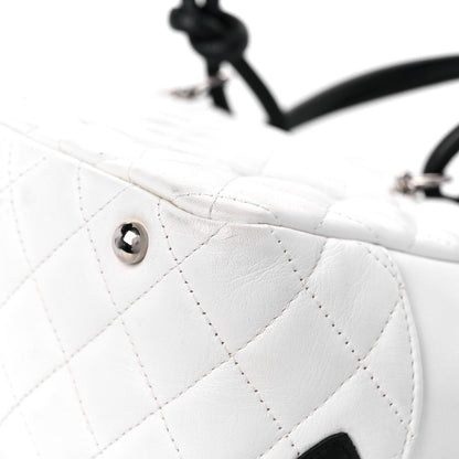 Chanel Calfskin Quilted Large Cambon Bowler White Black 10 of 18