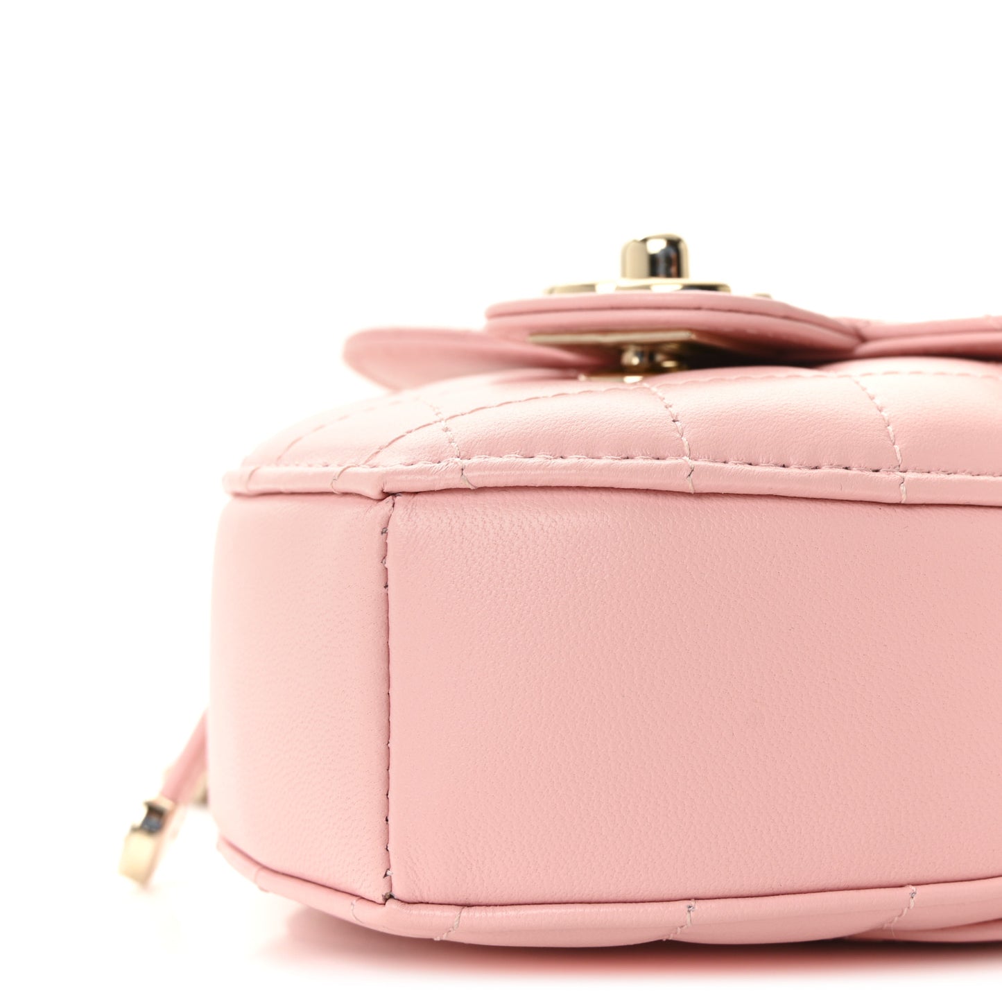 Lambskin Quilted CC In Love Heart Clutch With Chain Light Pink