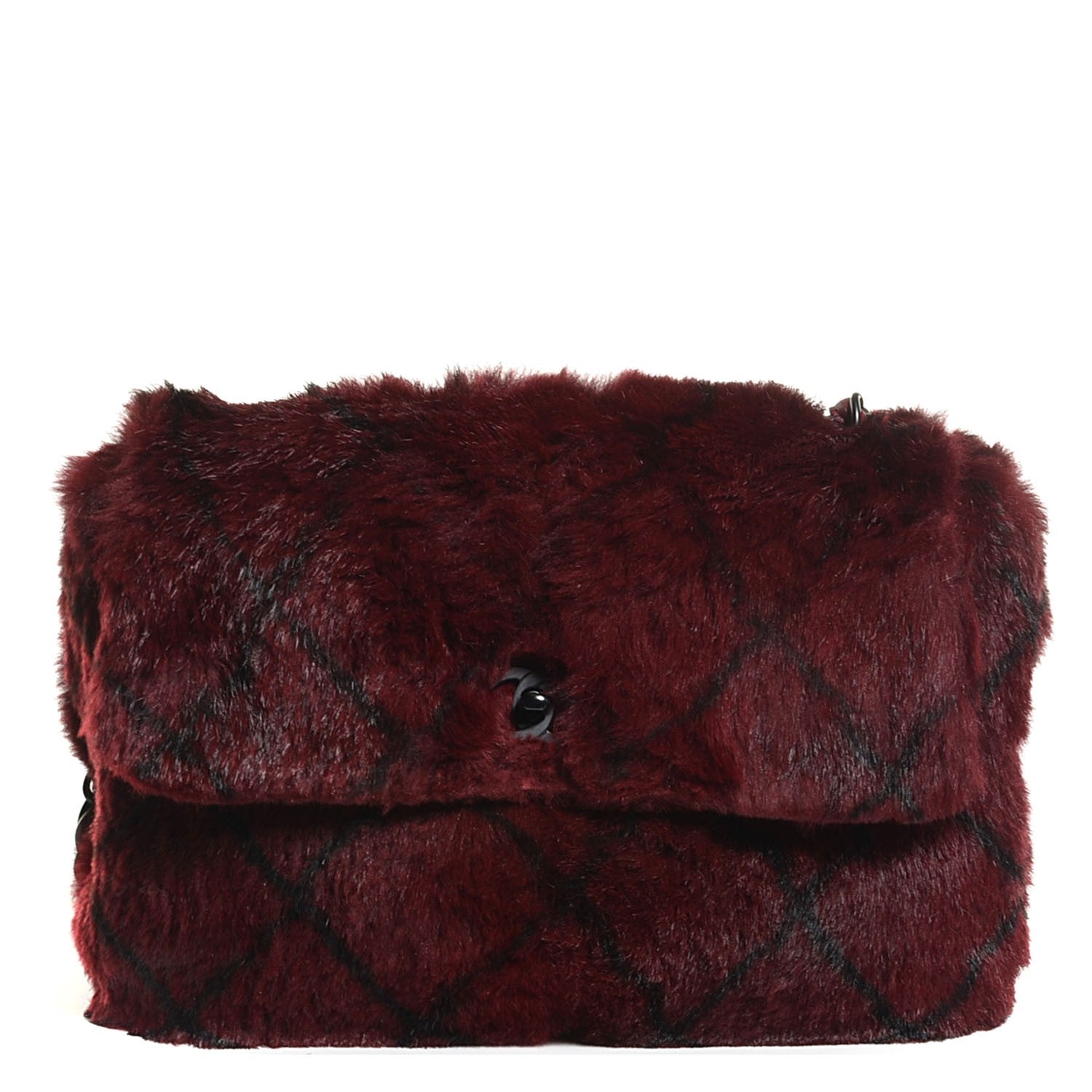 Chanel Lapin Fur Quilt Pattern Flap Burgundy 1 of 8