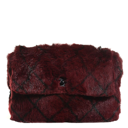 Chanel Lapin Fur Quilt Pattern Flap Burgundy 1 of 8