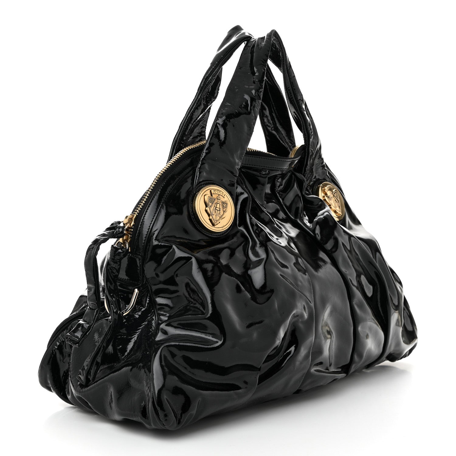 Gucci Patent Large Hysteria Top Handle Bag Black 3 of 10