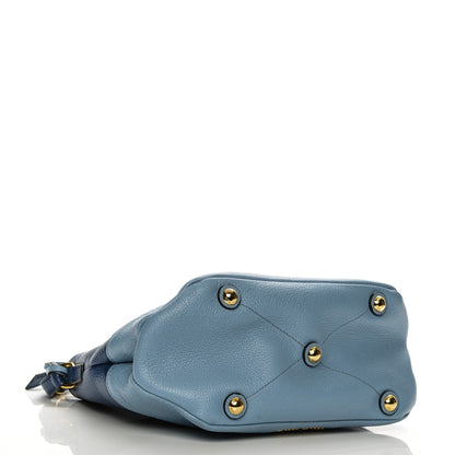 Miu Miu Goatskin Madras Bi-Color Shoulder Bag Cobalto Astrale 4 of 8