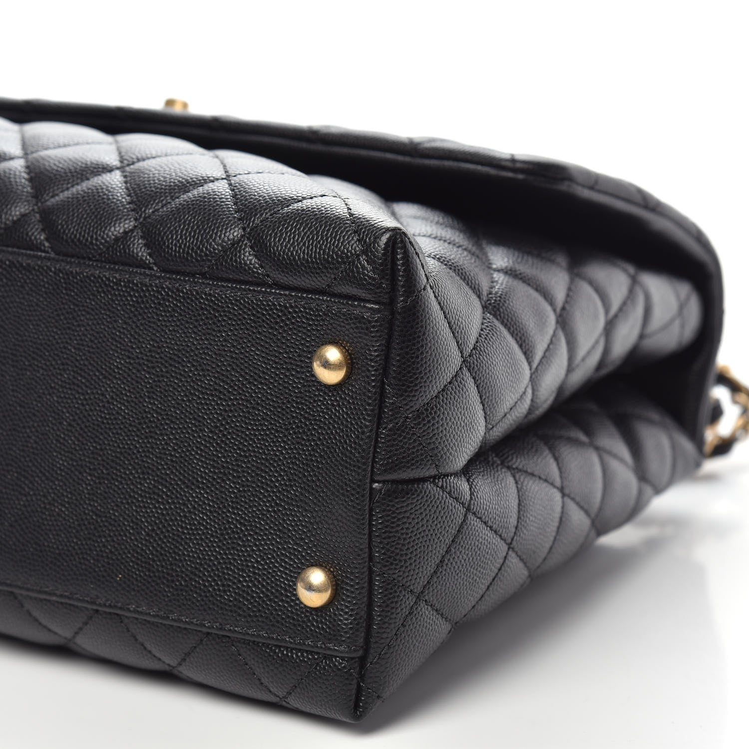 Chanel Caviar Elaphe Quilted Medium Coco Handle Flap Black Burgundy 10 of 10