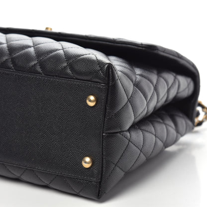 Chanel Caviar Elaphe Quilted Medium Coco Handle Flap Black Burgundy 10 of 10