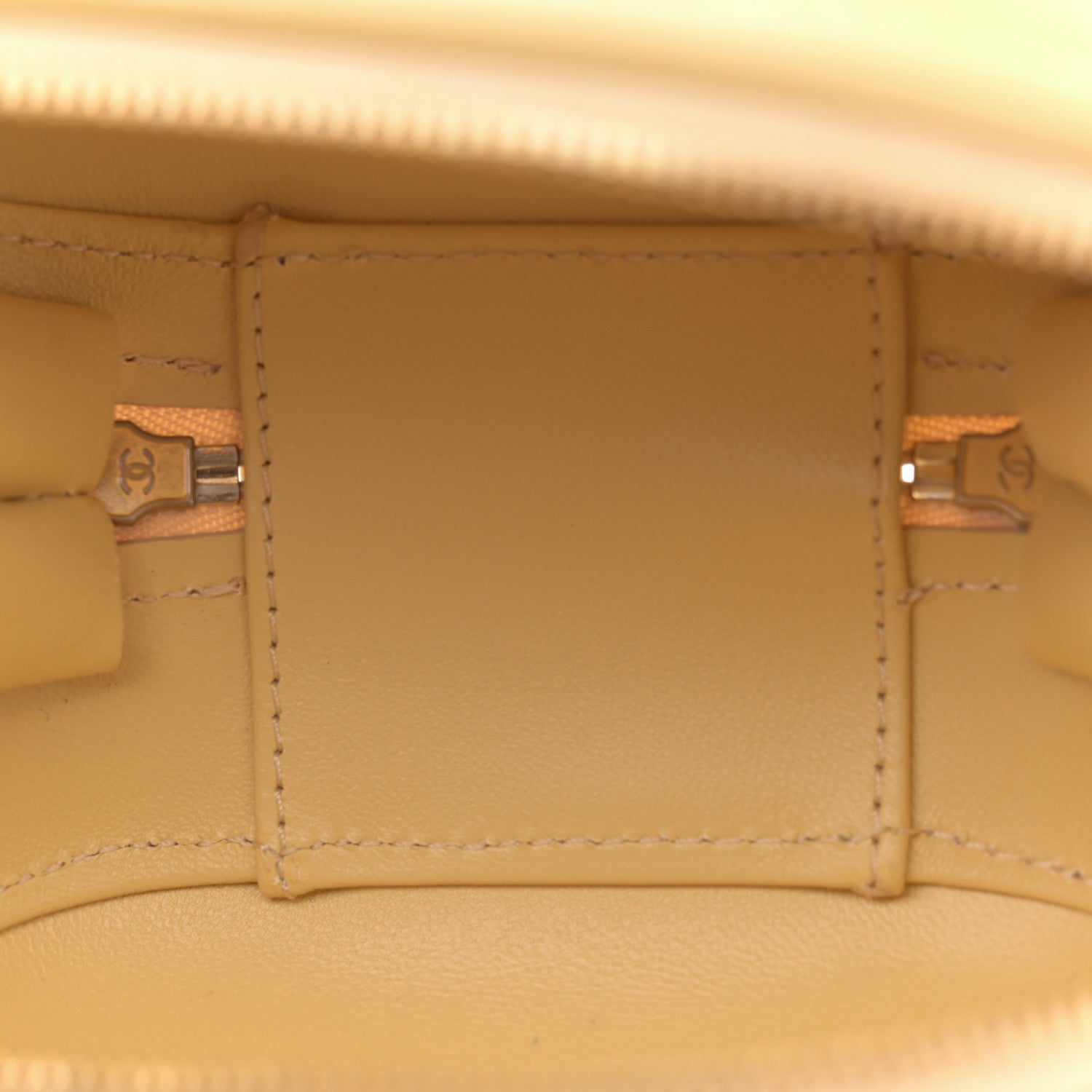 Chanel Lambskin Quilted CC Bubble Vanity Case With Chain Light Yellow 5 of 10