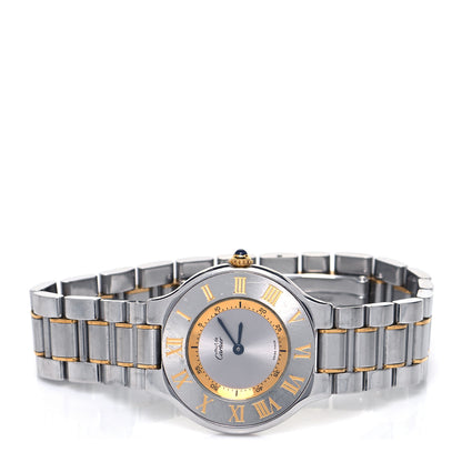 Cartier Stainless Steel 18K Yellow Gold 31mm Must De 21 Quartz Watch 2 of 5