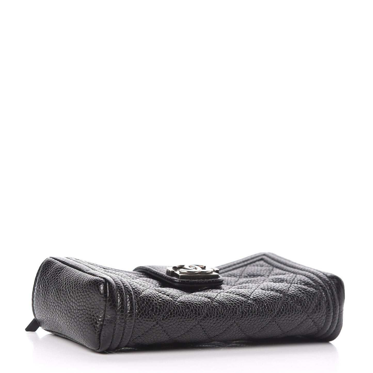 Caviar Quilted Mini Boy Phone Holder Clutch Black