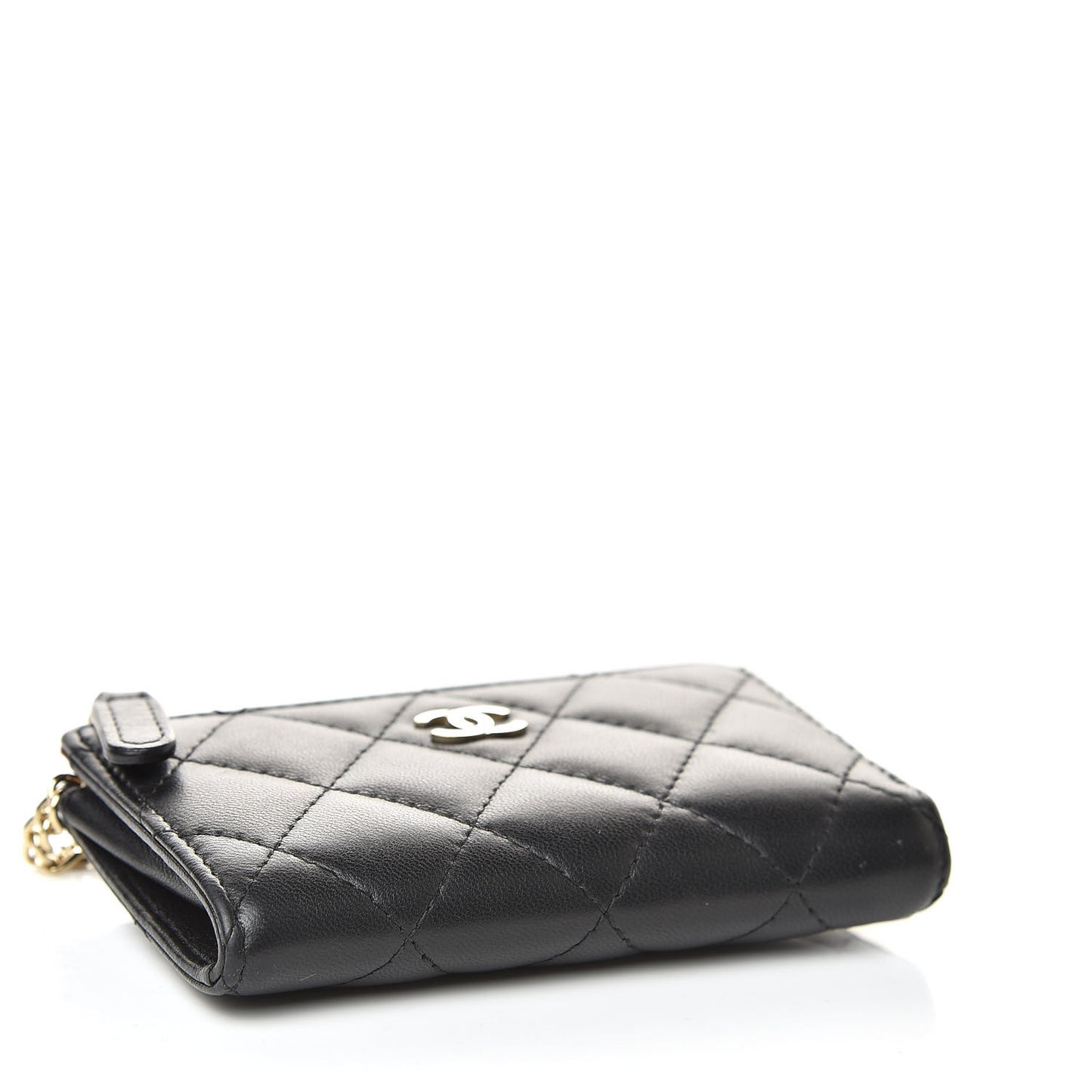 Lambskin Quilted Key Holder Case Black