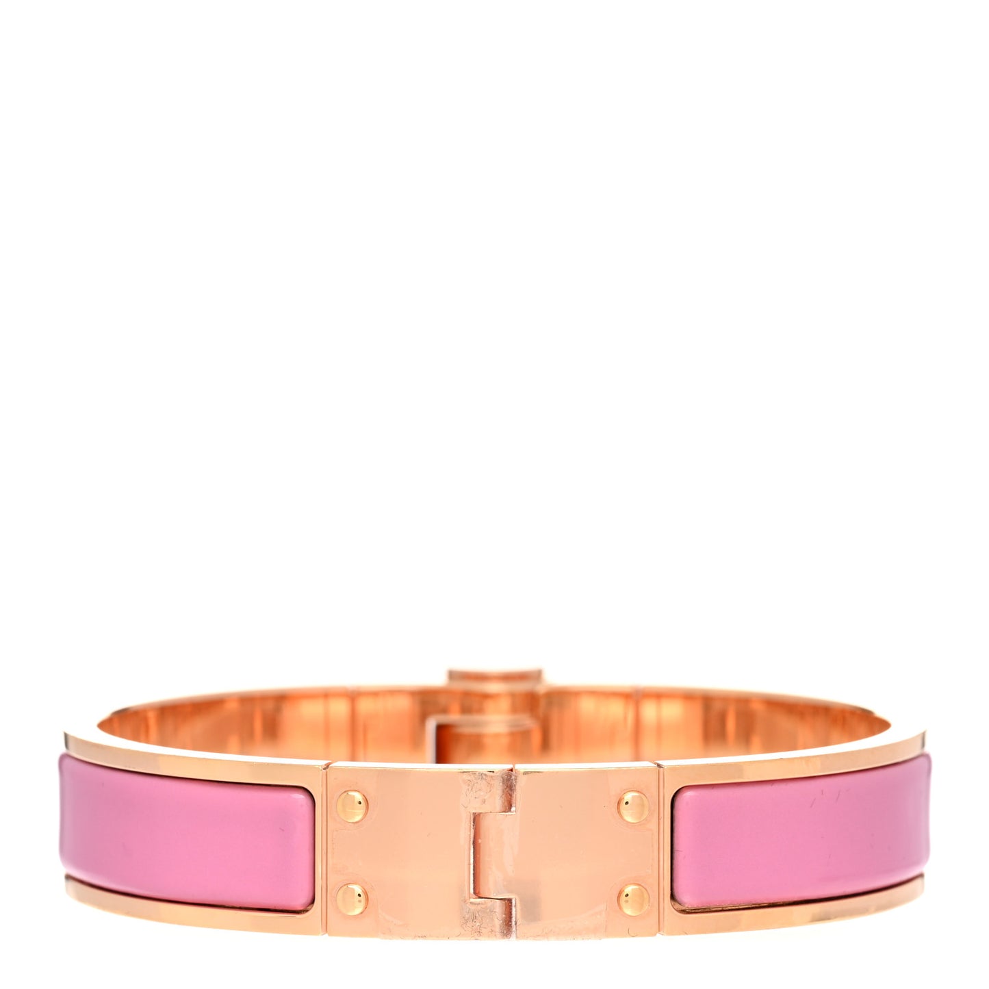 Enamel Charniere Uni Narrow Hinged Bracelet S Rose Flamingo