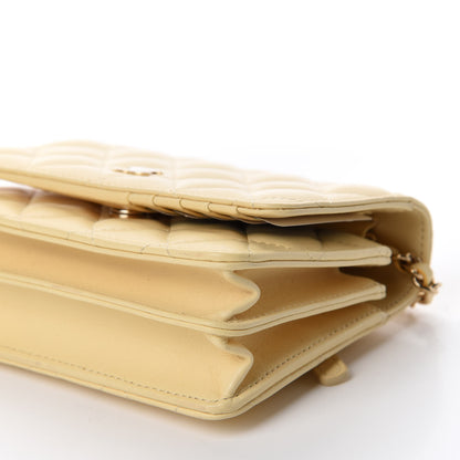 Chanel Lambskin Quilted Mini Wallet On Chain WOC Yellow 7 of 11