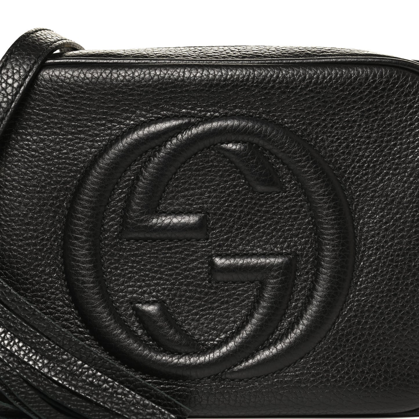 Pebbled Calfskin Small Soho Disco Bag Black