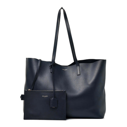 Saint Laurent Calfskin Large Shopping Tote Deep Marine 1 of 11