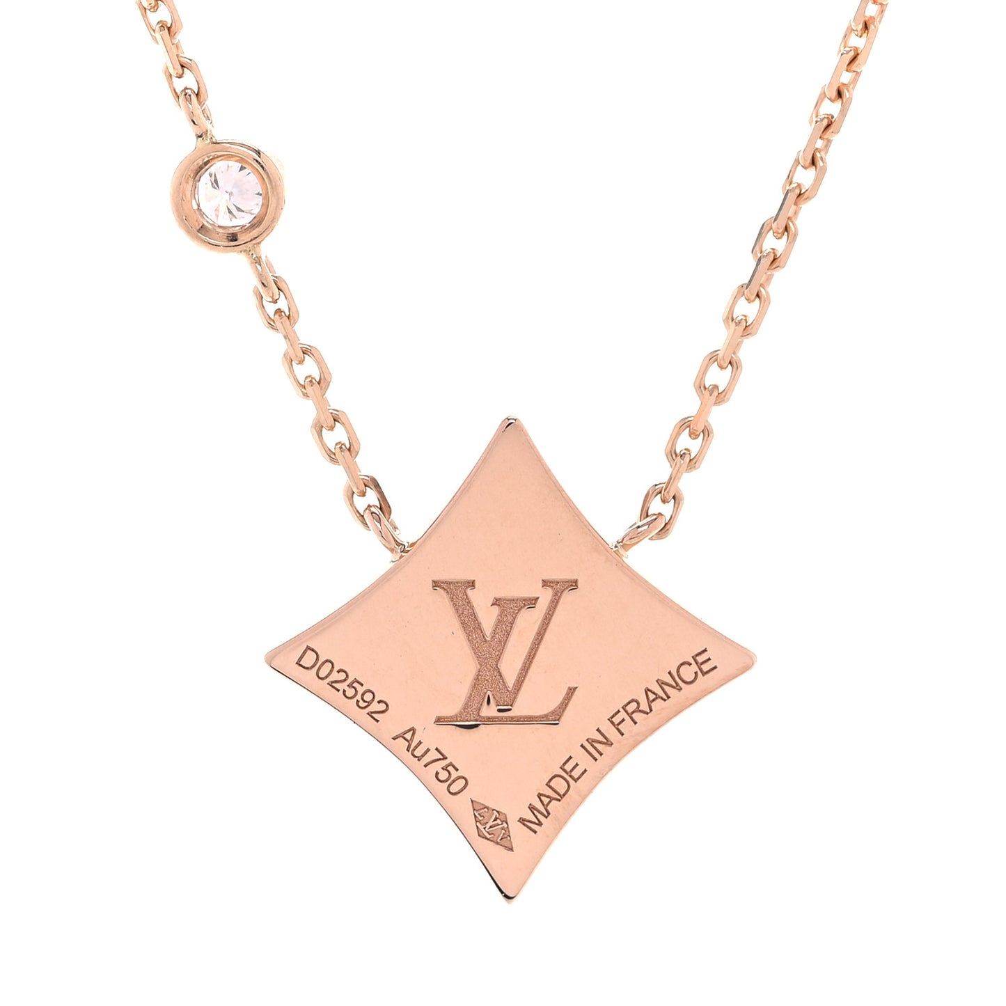 18K Pink Gold Diamond Pink Mother of Pearl Color Blossom BB Star Pendant Necklace
