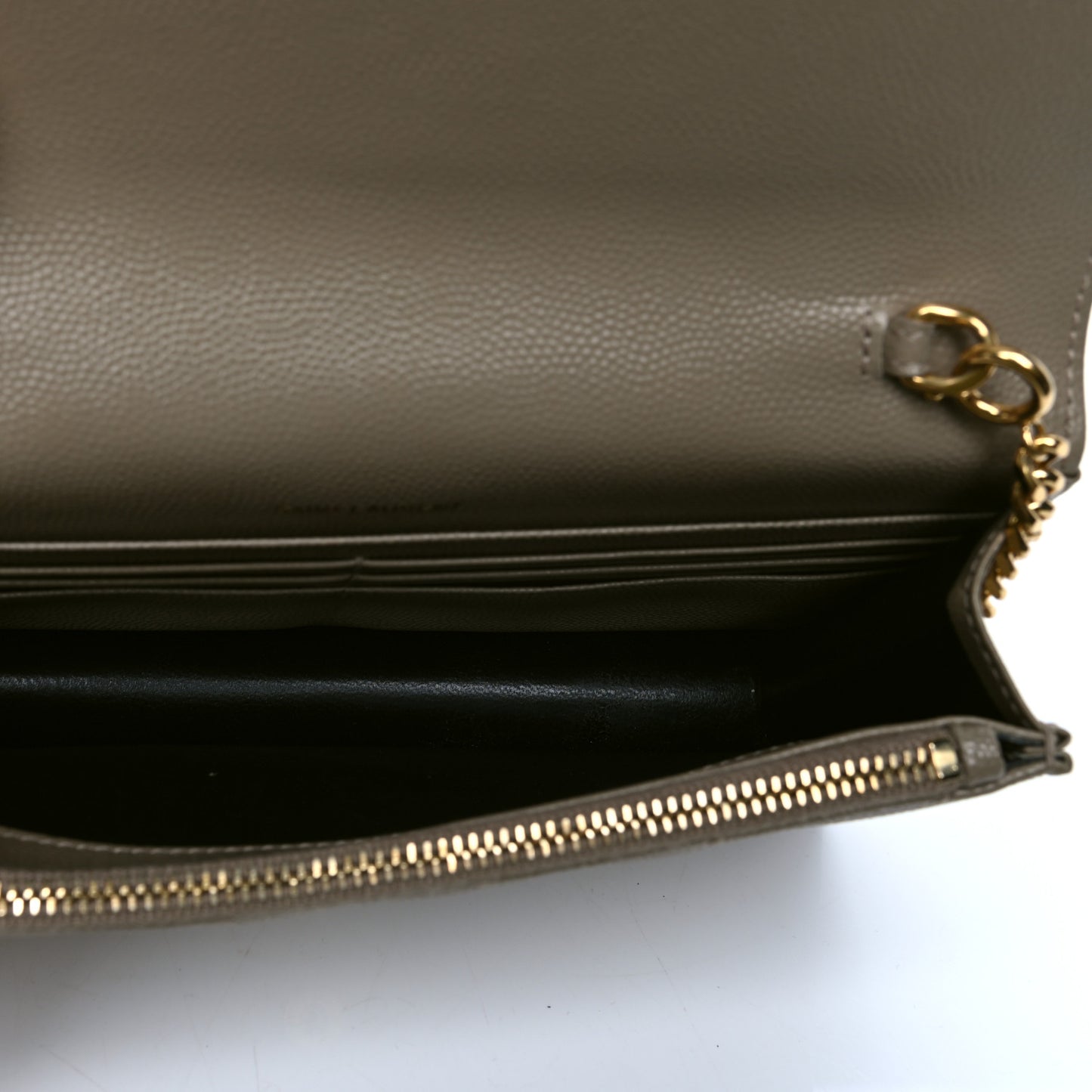 Grain De Poudre Matelasse Chevron Monogram Envelope Chain Wallet Taupe Sable