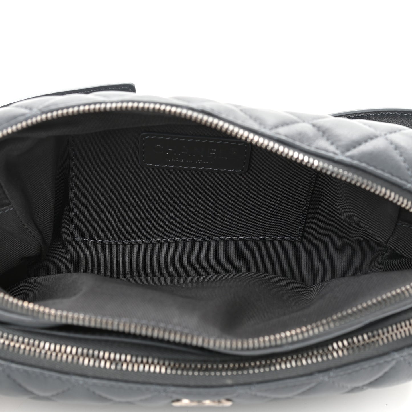 Calfskin Quilted Waist Bag Dark Grey
