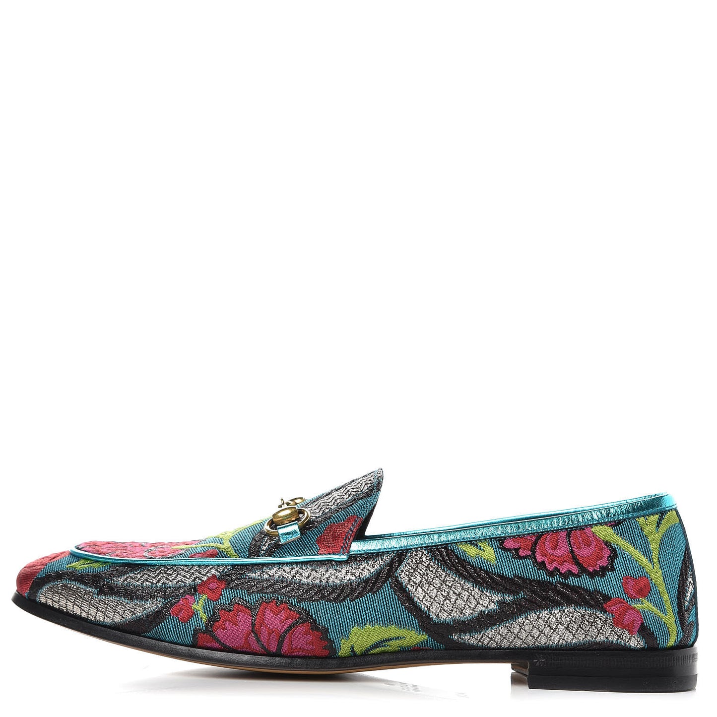 Floral Jacquard Horsebit Womens Jordaan Loafers 40.5 Turquoise