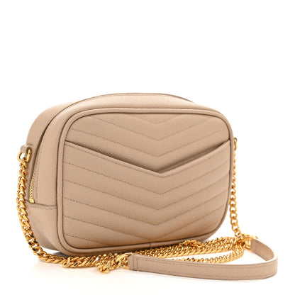 Saint Laurent Grain De Poudre Matelasse Monogram Mini Lou Camera Bag Dark Beige 3 of 10