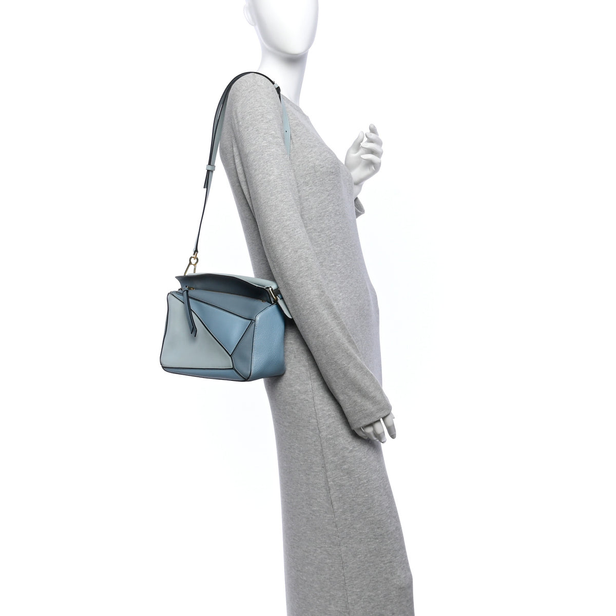 Loewe Calfskin Small Puzzle Bag Aqua Light Blue Stone Blue 2 of 13