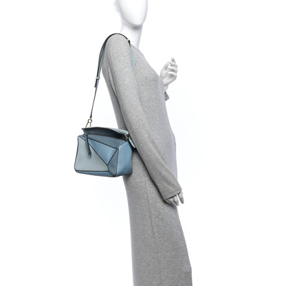 Loewe Calfskin Small Puzzle Bag Aqua Light Blue Stone Blue 2 of 13