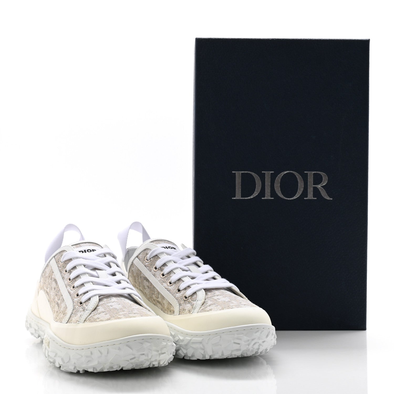 Christian Dior Jacquard Rubber Oblique Mens B28 Low Top Sneakers 42 White 10 of 10