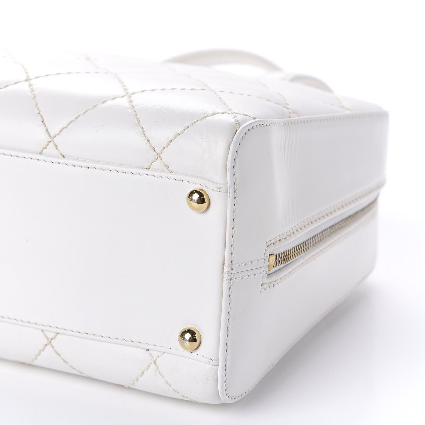 Calfskin Contrast Stitch Surpique Bowler White