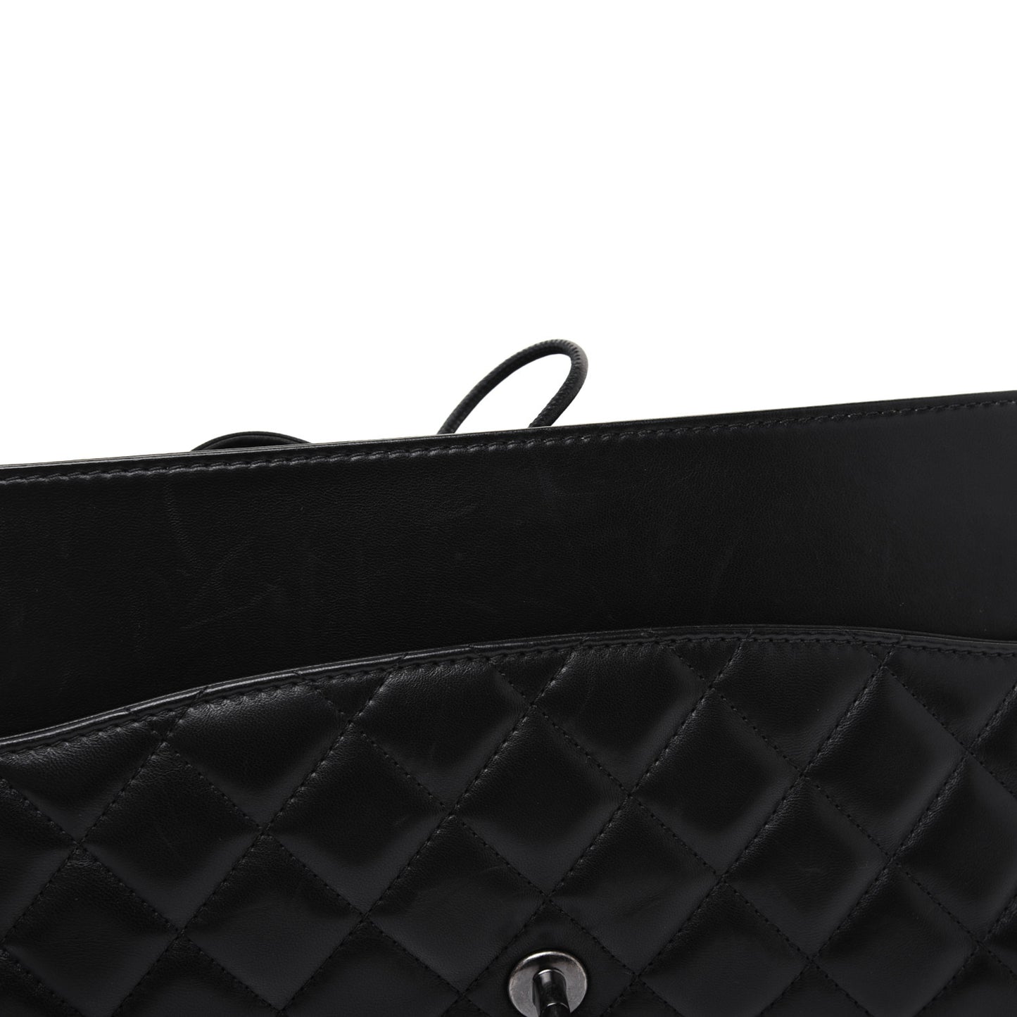 Lambskin Quilted Jumbo Grocery By Chanel Drawstring Shopping Bag Black