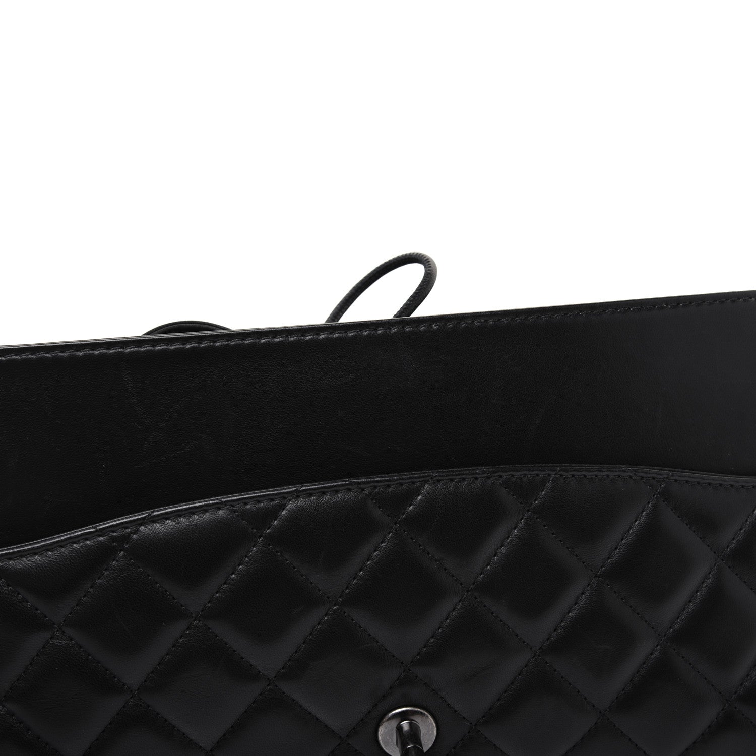 Chanel Lambskin Quilted Jumbo Grocery By Chanel Drawstring Shopping Bag Black 15 of 25