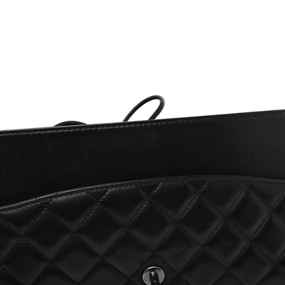 Chanel Lambskin Quilted Jumbo Grocery By Chanel Drawstring Shopping Bag Black 15 of 25