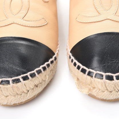 Chanel Lambskin CC Espadrilles 37 Beige Black 16 of 17